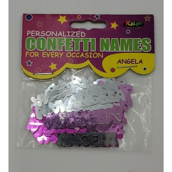 Personalized Name Confetti Angela 7 packs Pink & Silver Party Birthday - Picture 2 of 4